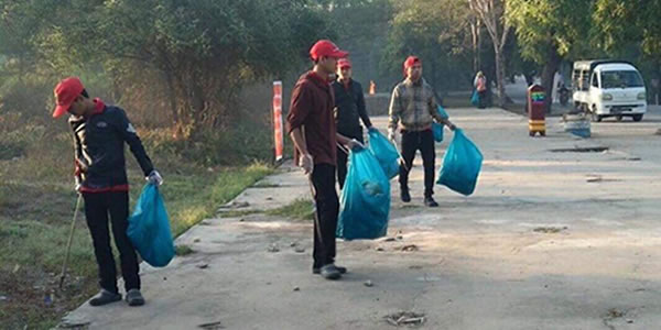Sanon Students participating in the Bagan Plastic Campaign
